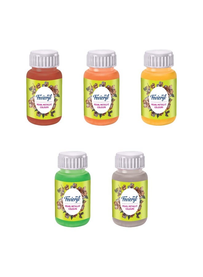 Fevicryl Acrylic Pearl Metallic 100ML Colour Combo | Paint on Canvas, Wood, Earthenware, Stone, thermocol, Metal, Leather, Glass | Ideal for Artists, Beginners and Gifting - Image 1